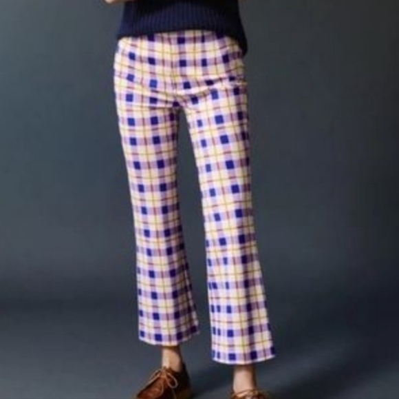 NWT Maeve by Anthropologie Susanna Cropped Flare Plaid Pants Size Medium Petite - Picture 7 of 7